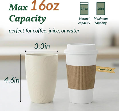 Wheat Straw Cups 12oz Unbreakable & Easy to Clean Cups Reusable Outdoor Drinking Cups for Travel,Camping,Picnic, Refrigerator and Dishwasher Safe Stackable Water Tumblers- White