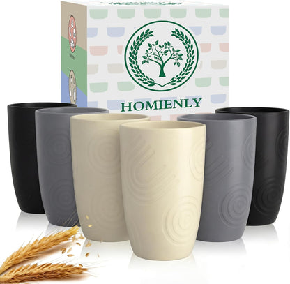 Wheat Straw Cups 12oz Unbreakable & Easy to Clean Cups Reusable Outdoor Drinking Cups for Travel,Camping,Picnic, Refrigerator and Dishwasher Safe Stackable Water Tumblers- White
