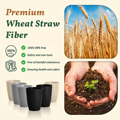 Wheat Straw Cups 12oz Unbreakable & Easy to Clean Cups Reusable Outdoor Drinking Cups for Travel,Camping,Picnic, Refrigerator and Dishwasher Safe Stackable Water Tumblers- White