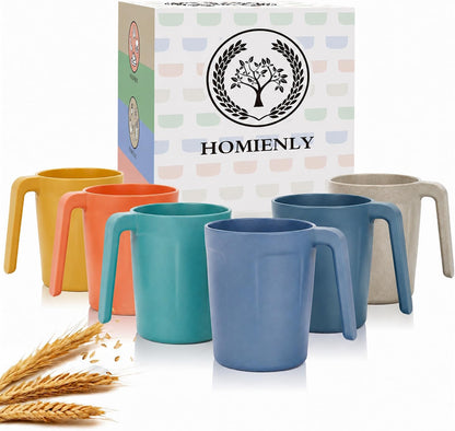 Wheat Straw Cups 12oz Unbreakable & Easy to Clean Cups Reusable Outdoor Drinking Cups for Travel,Camping,Picnic, Refrigerator and Dishwasher Safe Stackable Water Tumblers- White
