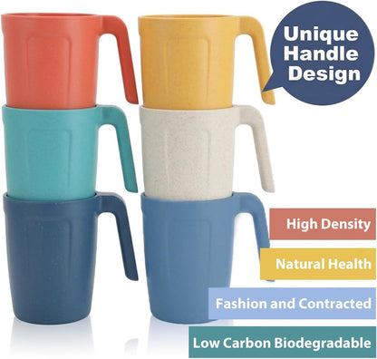 Wheat Straw Cups 12oz Unbreakable & Easy to Clean Cups Reusable Outdoor Drinking Cups for Travel,Camping,Picnic, Refrigerator and Dishwasher Safe Stackable Water Tumblers- White