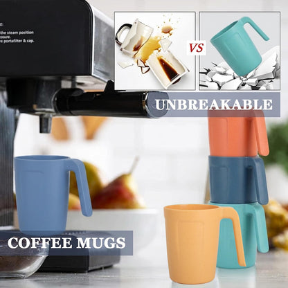 Wheat Straw Cups 12oz Unbreakable & Easy to Clean Cups Reusable Outdoor Drinking Cups for Travel,Camping,Picnic, Refrigerator and Dishwasher Safe Stackable Water Tumblers- White