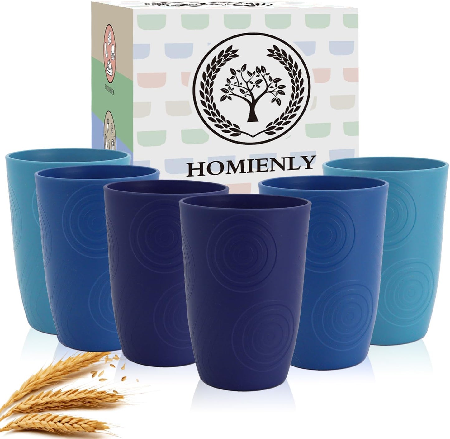 Wheat Straw Cups 12oz Unbreakable & Easy to Clean Cups Reusable Outdoor Drinking Cups for Travel,Camping,Picnic, Refrigerator and Dishwasher Safe Stackable Water Tumblers- White