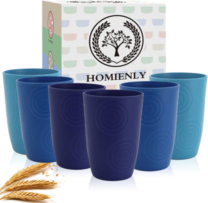 Wheat Straw Cups 12oz Unbreakable & Easy to Clean Cups Reusable Outdoor Drinking Cups for Travel,Camping,Picnic, Refrigerator and Dishwasher Safe Stackable Water Tumblers- White