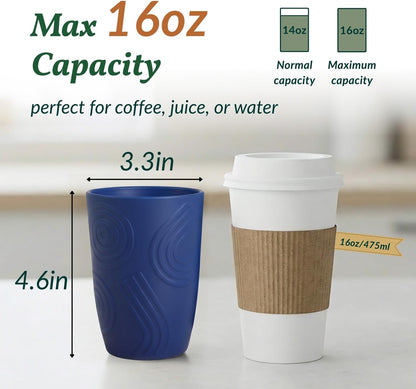 Wheat Straw Cups 12oz Unbreakable & Easy to Clean Cups Reusable Outdoor Drinking Cups for Travel,Camping,Picnic, Refrigerator and Dishwasher Safe Stackable Water Tumblers- White
