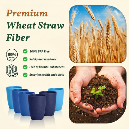 Wheat Straw Cups 12oz Unbreakable & Easy to Clean Cups Reusable Outdoor Drinking Cups for Travel,Camping,Picnic, Refrigerator and Dishwasher Safe Stackable Water Tumblers- White