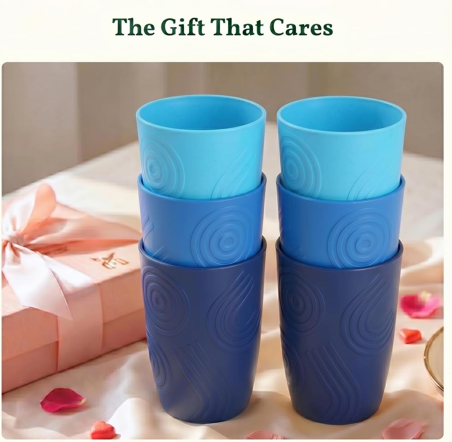 Wheat Straw Cups 12oz Unbreakable & Easy to Clean Cups Reusable Outdoor Drinking Cups for Travel,Camping,Picnic, Refrigerator and Dishwasher Safe Stackable Water Tumblers- White