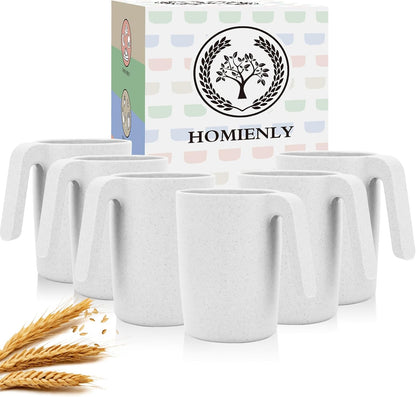 Wheat Straw Cups 12oz Unbreakable & Easy to Clean Cups Reusable Outdoor Drinking Cups for Travel,Camping,Picnic, Refrigerator and Dishwasher Safe Stackable Water Tumblers- White