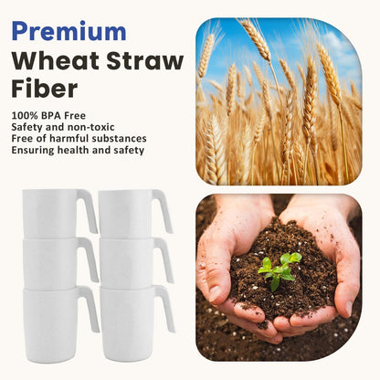 Wheat Straw Cups 12oz Unbreakable & Easy to Clean Cups Reusable Outdoor Drinking Cups for Travel,Camping,Picnic, Refrigerator and Dishwasher Safe Stackable Water Tumblers- White