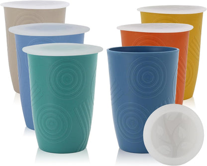 Wheat Straw Cups 12oz Unbreakable & Easy to Clean Cups Reusable Outdoor Drinking Cups for Travel,Camping,Picnic, Refrigerator and Dishwasher Safe Stackable Water Tumblers- White