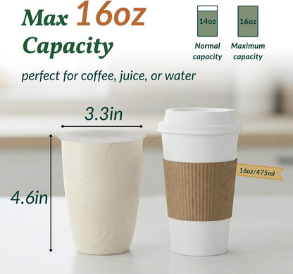 Wheat Straw Cups 12oz Unbreakable & Easy to Clean Cups Reusable Outdoor Drinking Cups for Travel,Camping,Picnic, Refrigerator and Dishwasher Safe Stackable Water Tumblers- White