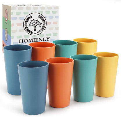Wheat Straw Cups 12oz Unbreakable & Easy to Clean Cups Reusable Outdoor Drinking Cups for Travel,Camping,Picnic, Refrigerator and Dishwasher Safe Stackable Water Tumblers- White