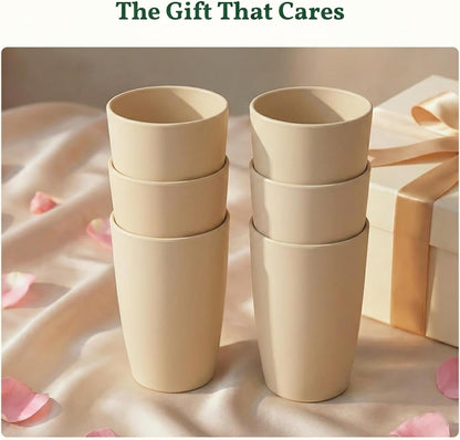 Wheat Straw Cups 12oz Unbreakable & Easy to Clean Cups Reusable Outdoor Drinking Cups for Travel,Camping,Picnic, Refrigerator and Dishwasher Safe Stackable Water Tumblers- White