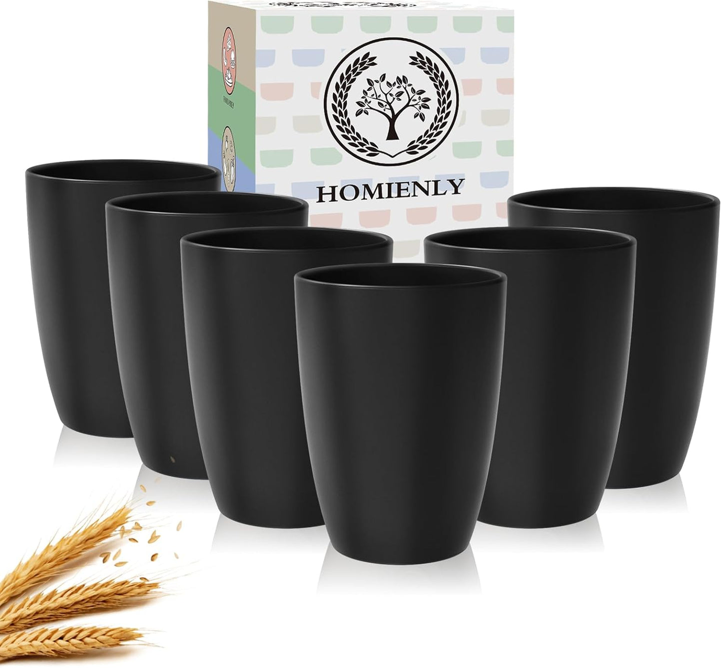 Wheat Straw Cups 12oz Unbreakable & Easy to Clean Cups Reusable Outdoor Drinking Cups for Travel,Camping,Picnic, Refrigerator and Dishwasher Safe Stackable Water Tumblers- White