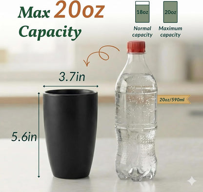 Wheat Straw Cups 12oz Unbreakable & Easy to Clean Cups Reusable Outdoor Drinking Cups for Travel,Camping,Picnic, Refrigerator and Dishwasher Safe Stackable Water Tumblers- White