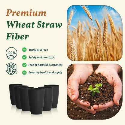 Wheat Straw Cups 12oz Unbreakable & Easy to Clean Cups Reusable Outdoor Drinking Cups for Travel,Camping,Picnic, Refrigerator and Dishwasher Safe Stackable Water Tumblers- White