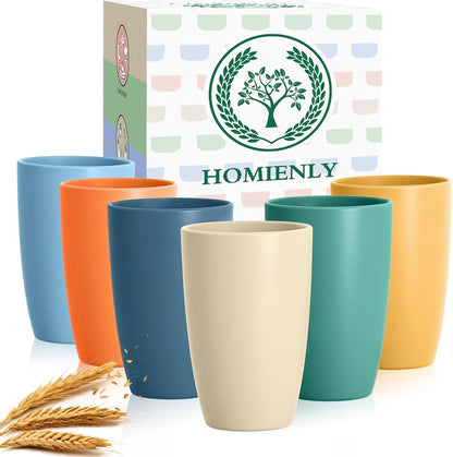 Wheat Straw Cups 12oz Unbreakable & Easy to Clean Cups Reusable Outdoor Drinking Cups for Travel,Camping,Picnic, Refrigerator and Dishwasher Safe Stackable Water Tumblers- White