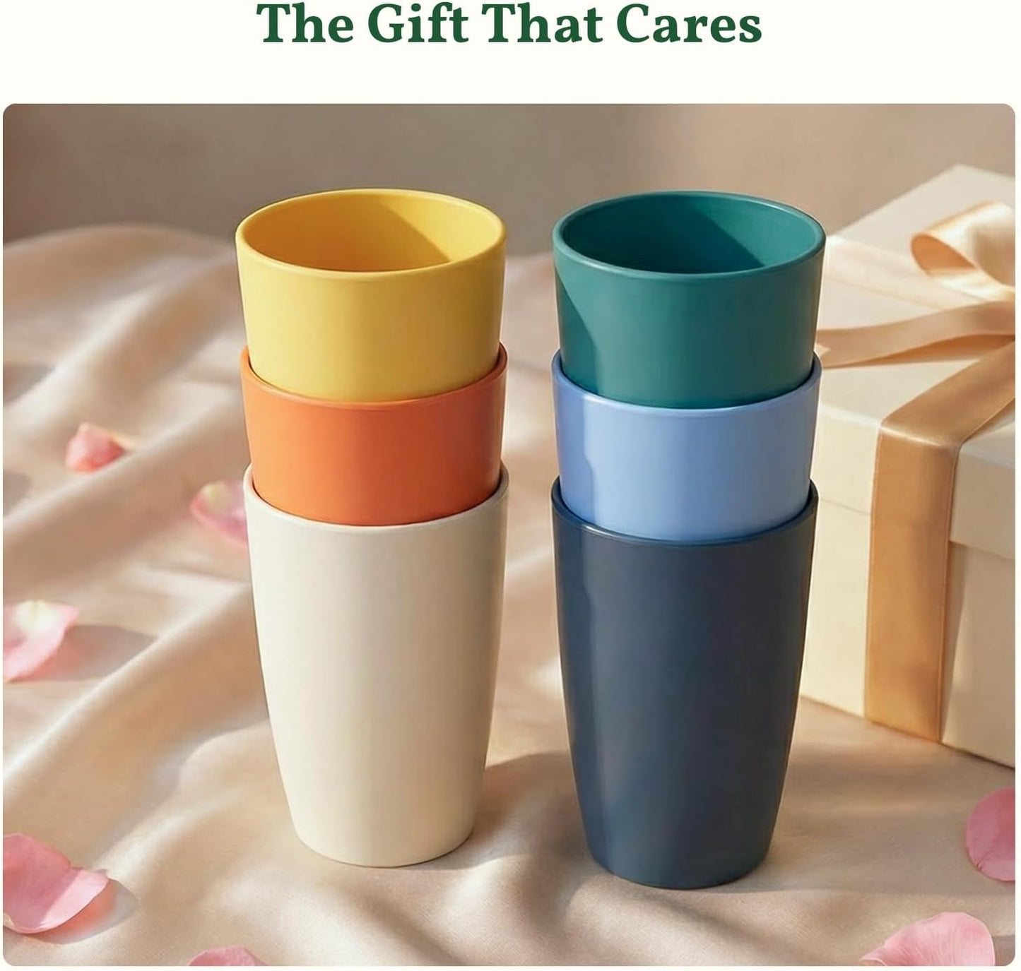 Wheat Straw Cups 12oz Unbreakable & Easy to Clean Cups Reusable Outdoor Drinking Cups for Travel,Camping,Picnic, Refrigerator and Dishwasher Safe Stackable Water Tumblers- White