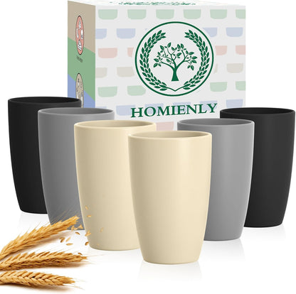 Wheat Straw Cups 12oz Unbreakable & Easy to Clean Cups Reusable Outdoor Drinking Cups for Travel,Camping,Picnic, Refrigerator and Dishwasher Safe Stackable Water Tumblers- White