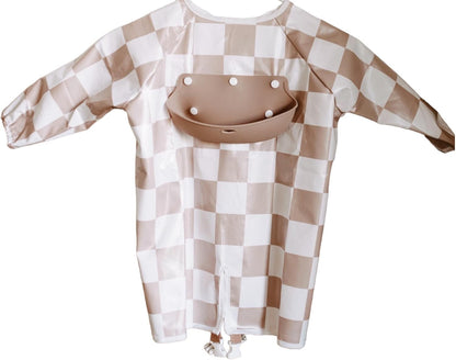 Mess Proof Baby Bibs, Long Sleeve Toddler Feeding Bib and Silicone Catcher, Chair Attaching, Waterproof, 6-36 Months