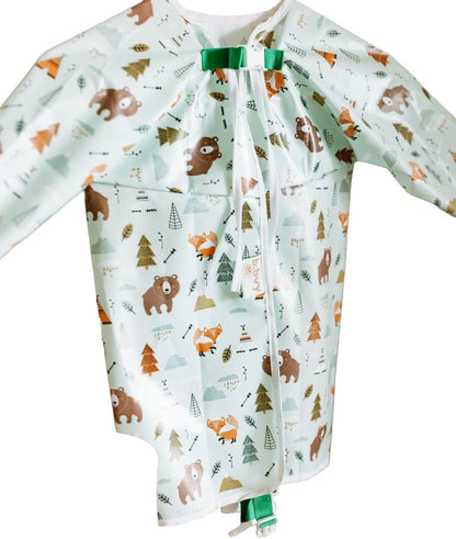 Mess Proof Baby Bibs, Long Sleeve Toddler Feeding Bib and Silicone Catcher, Chair Attaching, Waterproof, 6-36 Months