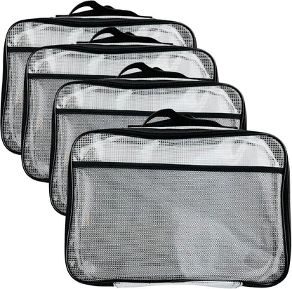 4PC Large Mesh Storage Bag for Board Games, Puzzles, Toys, Supplies, Zippered Bags for Organization Compatible with Legos and Doll Storage (4pc Mesh Bags)