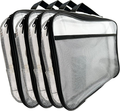 4PC Large Mesh Storage Bag for Board Games, Puzzles, Toys, Supplies, Zippered Bags for Organization Compatible with Legos and Doll Storage (4pc Mesh Bags)