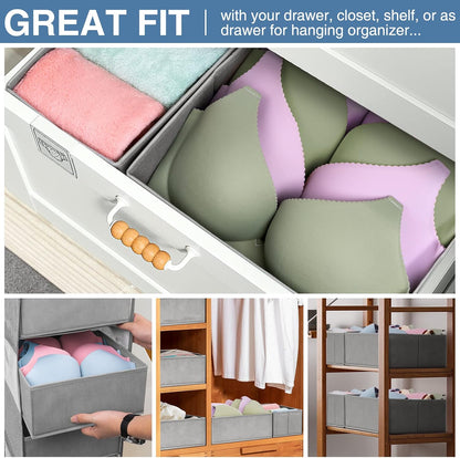 Drawer Organizer Clothes, Dresser Organizer for Nursery Bedroom Closet Organization and Storage - Baby Clothes Organizer Bins - Drawer Divider for Sock Underwear Bra Ties (Grey)
