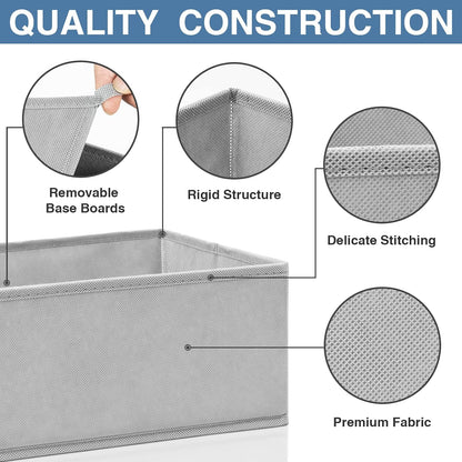 Drawer Organizer Clothes, Dresser Organizer for Nursery Bedroom Closet Organization and Storage - Baby Clothes Organizer Bins - Drawer Divider for Sock Underwear Bra Ties (Grey)