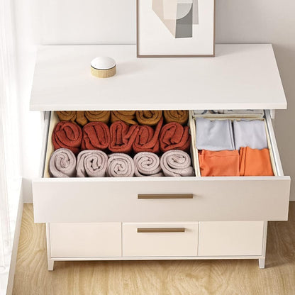 Drawer Organizer Clothes, Dresser Organizer for Nursery Bedroom Closet Organization and Storage - Baby Clothes Organizer Bins - Drawer Divider for Sock Underwear Bra Ties (Grey)
