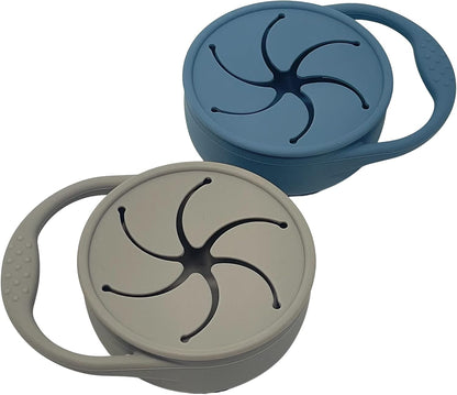Snack Attack Baby Snack Cup | 2 pack | Silicone Collapsible Snack Cup (Citadel and Fog)