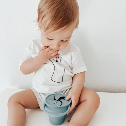 Snack Attack Baby Snack Cup | 2 pack | Silicone Collapsible Snack Cup (Citadel and Fog)
