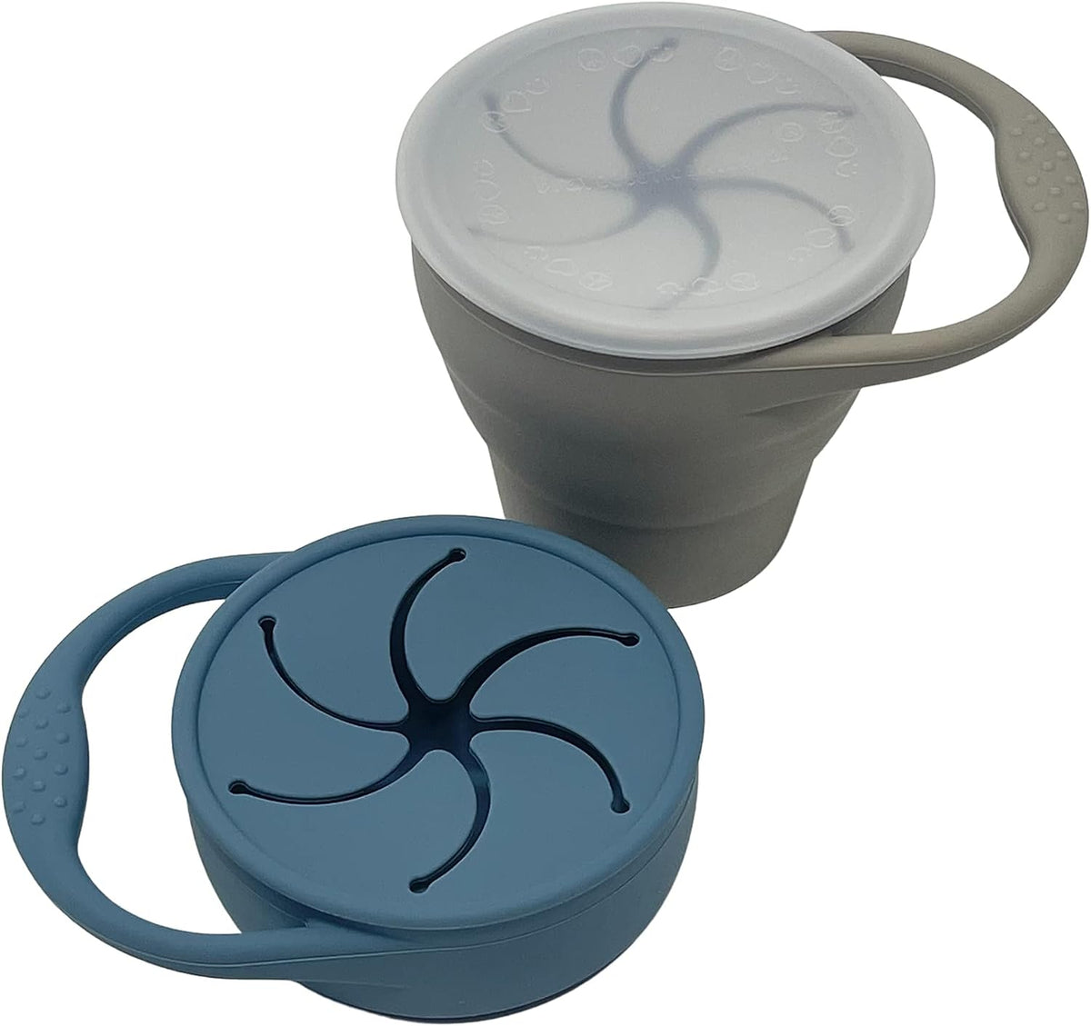 Snack Attack Baby Snack Cup | 2 pack | Silicone Collapsible Snack Cup (Citadel and Fog)