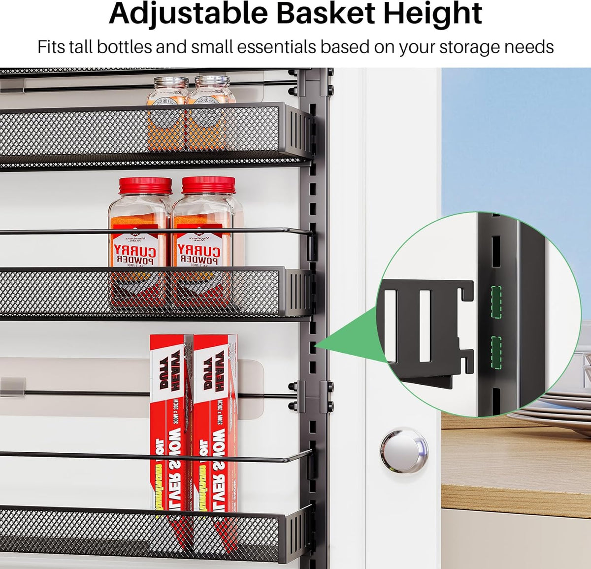 8 Tiers Over the Door Organizer, 17" W x 6" D x 69" H, White