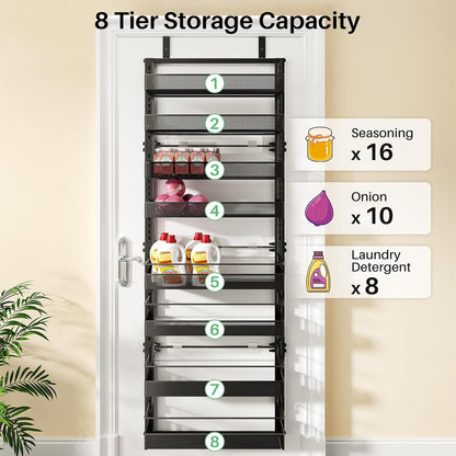 8 Tiers Over the Door Organizer, 17" W x 6" D x 69" H, White