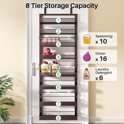 8 Tiers Over the Door Organizer, 17" W x 6" D x 69" H, White