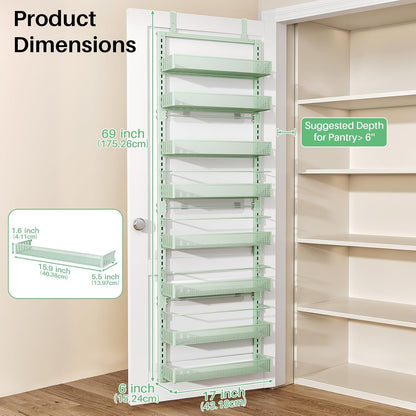 8 Tiers Over the Door Organizer, 17" W x 6" D x 69" H, White