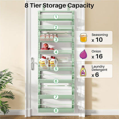8 Tiers Over the Door Organizer, 17" W x 6" D x 69" H, White