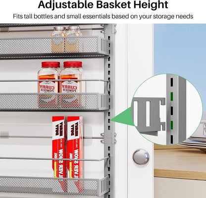 8 Tiers Over the Door Organizer, 17" W x 6" D x 69" H, White