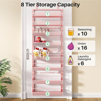 8 Tiers Over the Door Organizer, 17" W x 6" D x 69" H, White