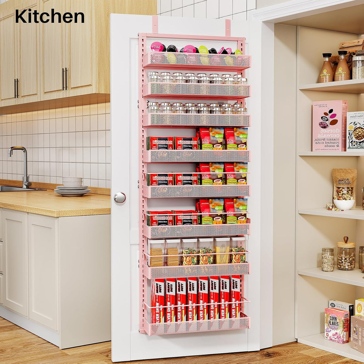 8 Tiers Over the Door Organizer, 17" W x 6" D x 69" H, White