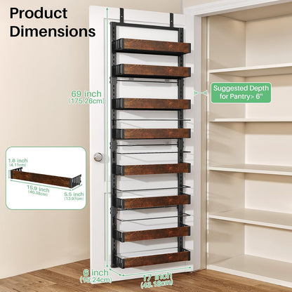 8 Tiers Over the Door Organizer, 17" W x 6" D x 69" H, White