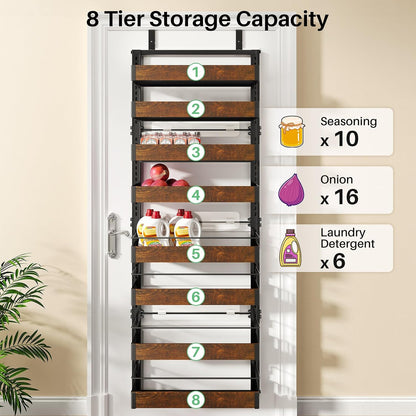 8 Tiers Over the Door Organizer, 17" W x 6" D x 69" H, White