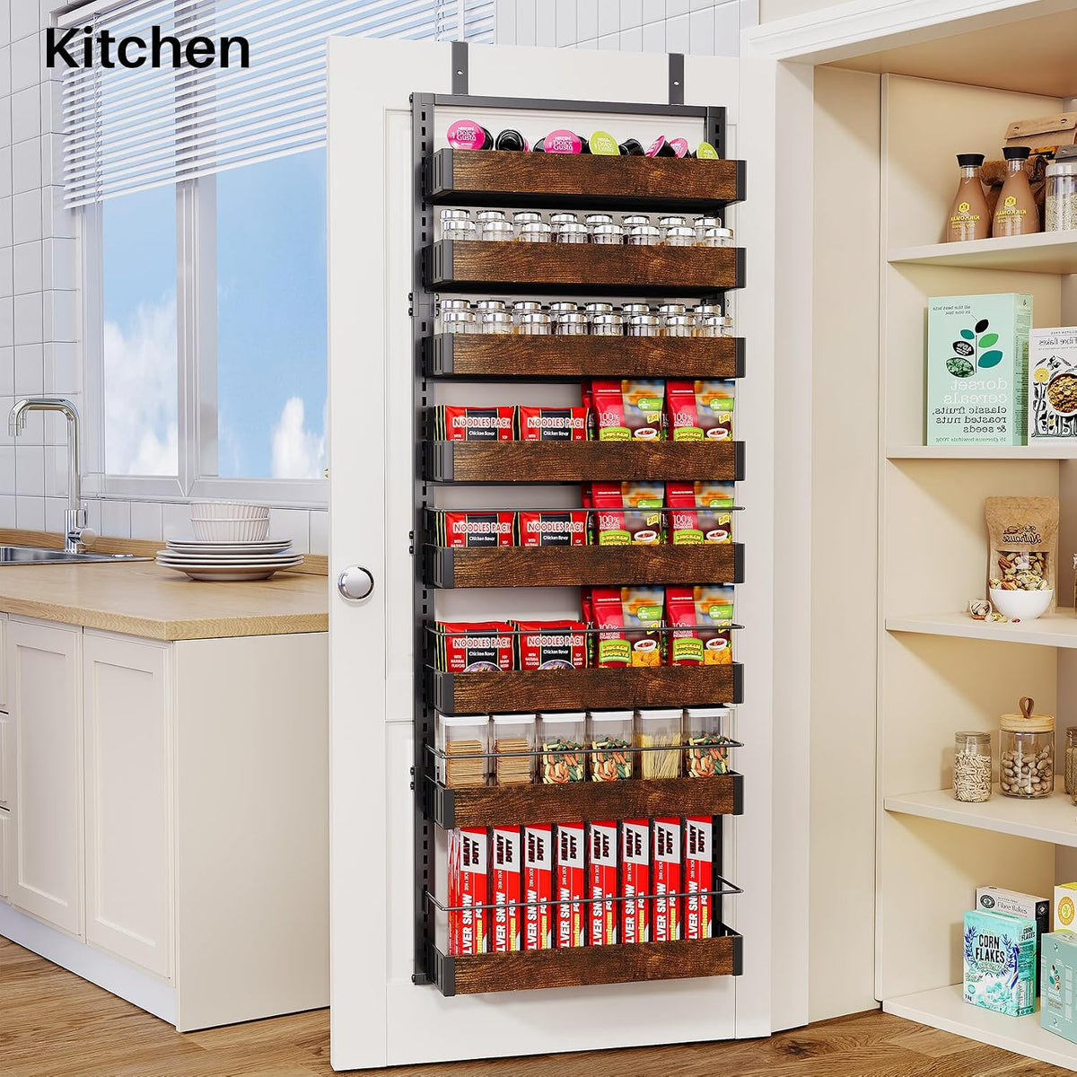8 Tiers Over the Door Organizer, 17" W x 6" D x 69" H, White