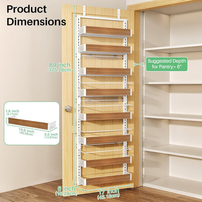 8 Tiers Over the Door Organizer, 17" W x 6" D x 69" H, White