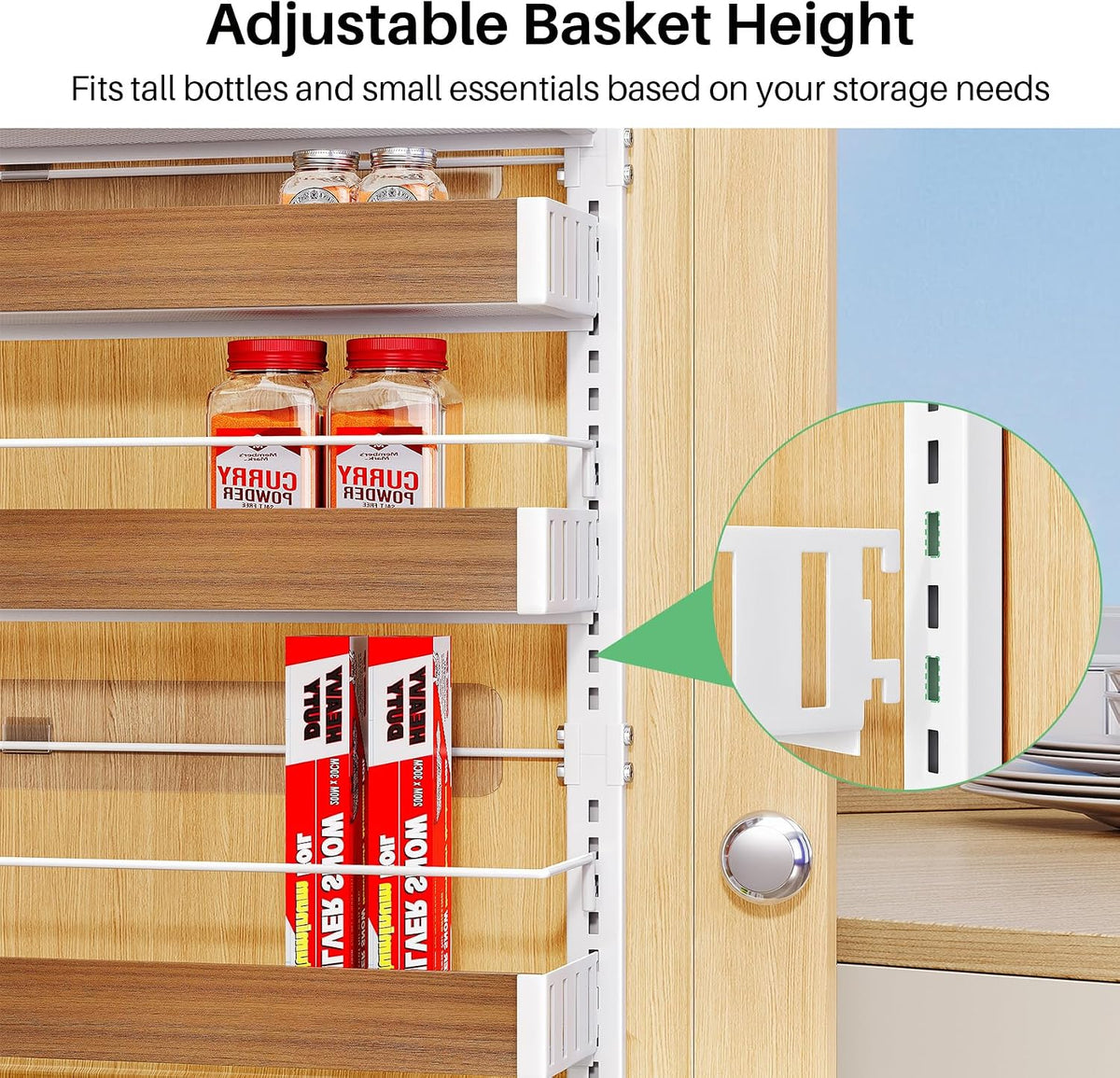 8 Tiers Over the Door Organizer, 17" W x 6" D x 69" H, White
