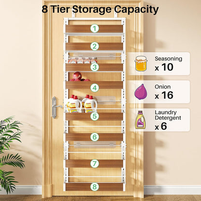 8 Tiers Over the Door Organizer, 17" W x 6" D x 69" H, White