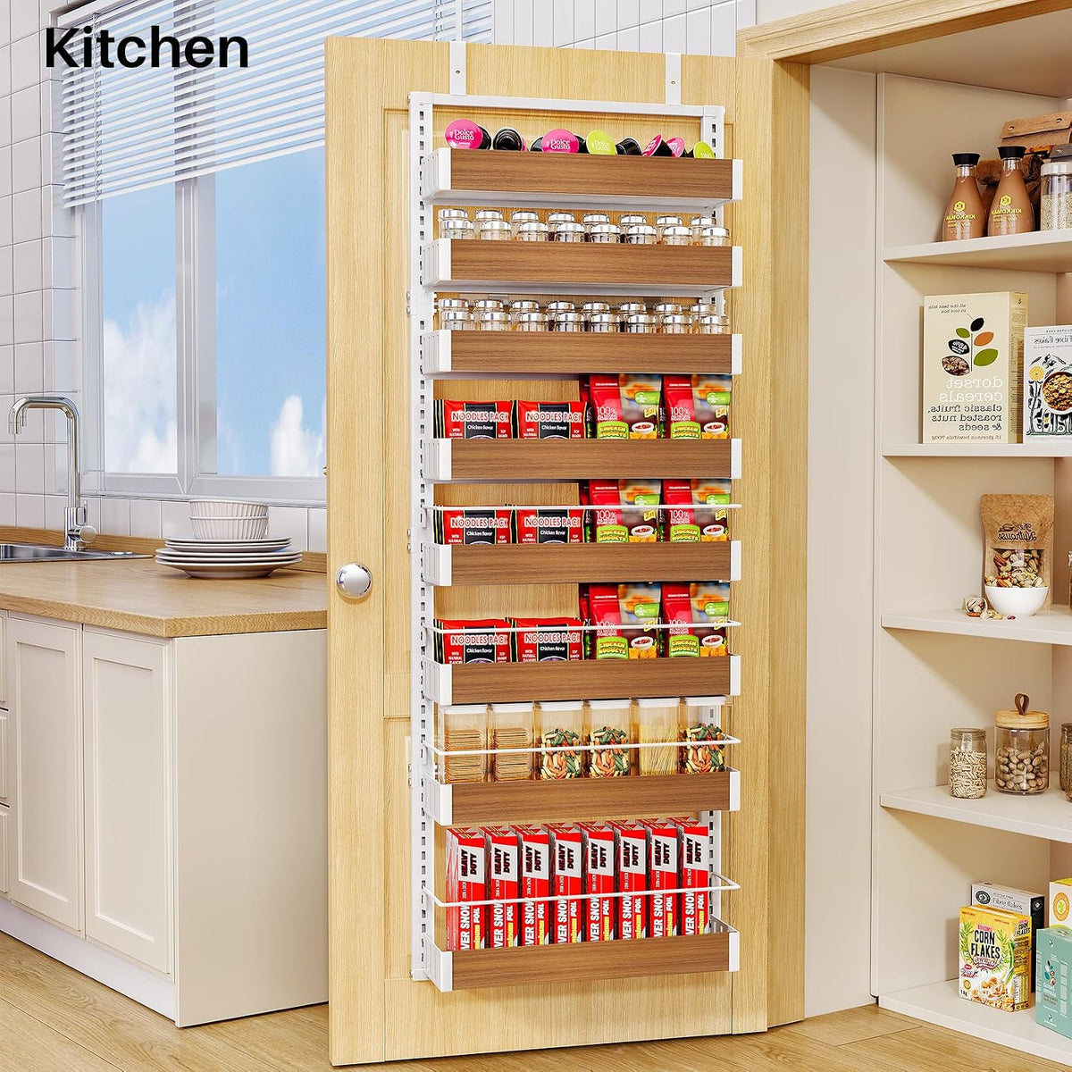 8 Tiers Over the Door Organizer, 17" W x 6" D x 69" H, White