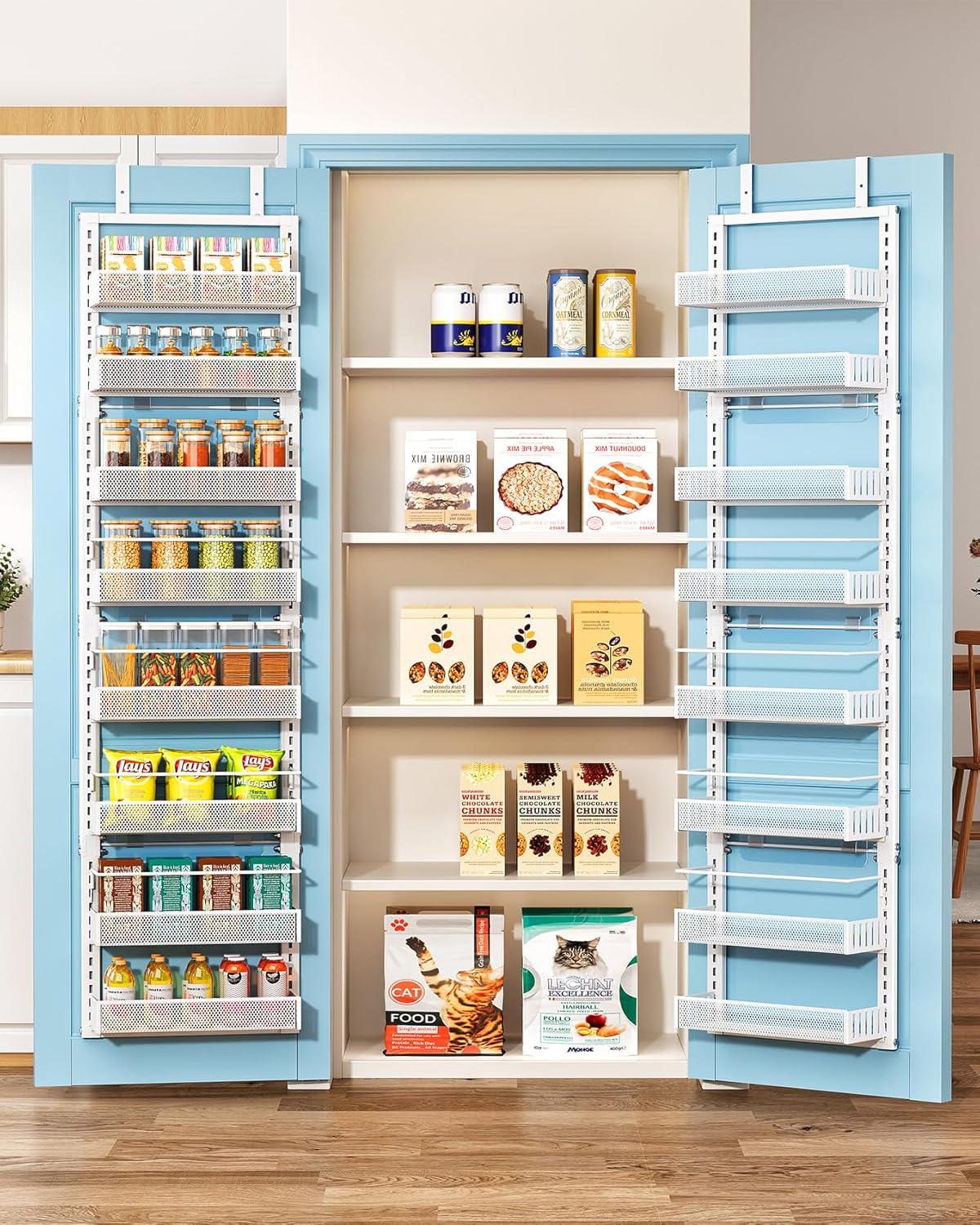 8 Tiers Over the Door Organizer, 17" W x 6" D x 69" H, White