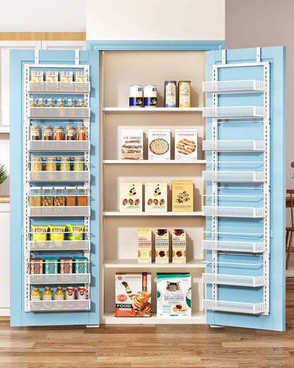 8 Tiers Over the Door Organizer, 17" W x 6" D x 69" H, White